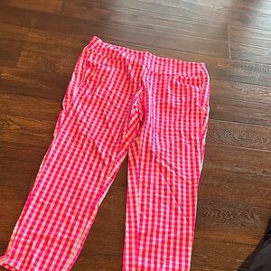 Aryeh Pink and White Checkered Cropped Pants